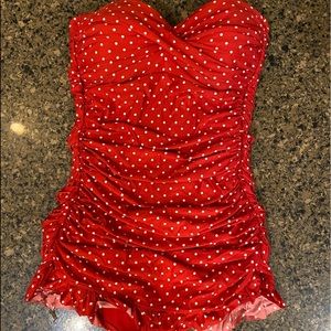 Super cute  red and white polka dot Jantzen Swim dress size 12.